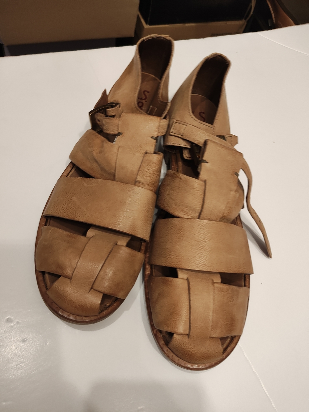 A.S.98 Men's Woven Leather Sandals in Tan